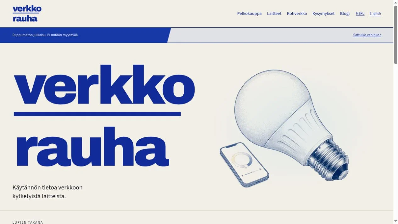 Verkkorauha – näkymä sivustolta